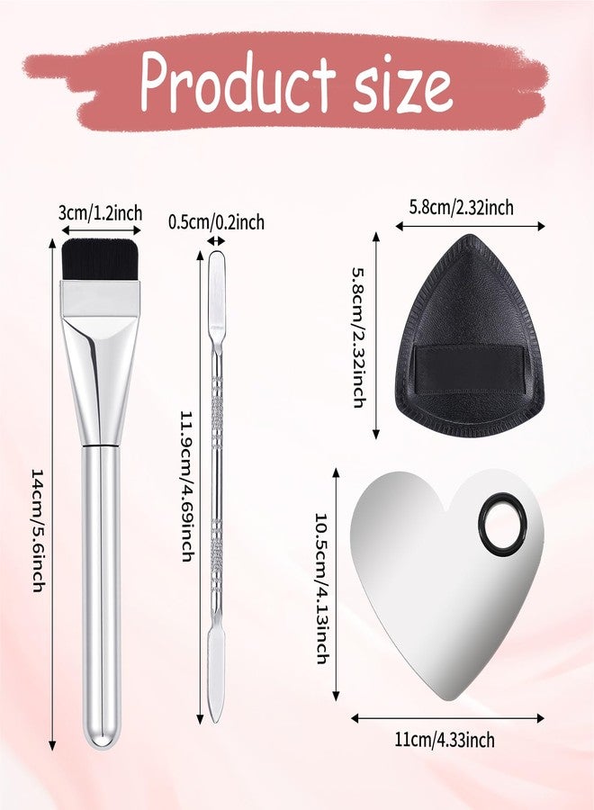 Apausvcm Makeup Mixing Palette Korean Set with Foundation Brush and Spatula, Professional Stainless Steel Heart Makeup Palette Reusable Beauty Tools for Facial Cosmetic,Nail Art,Pigment Blending - Image 2